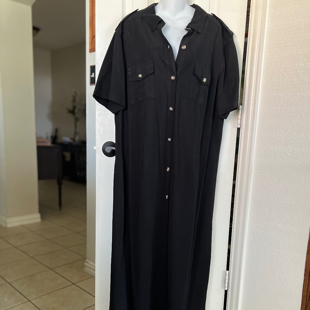 AKS Amy K Su Button Down Shirt Maxi Dress